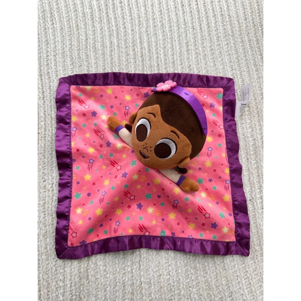 Disney Doc McStuffins Baby Security Blanket Pink Star Lovey‎ Purple Satin